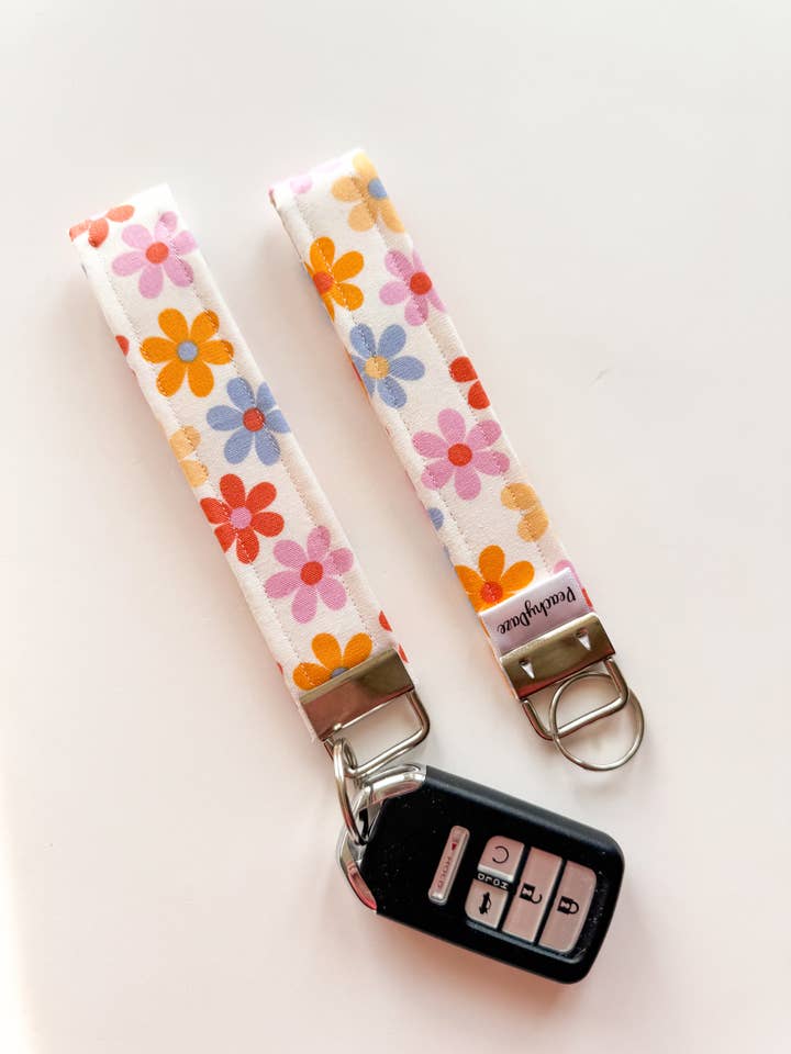 Retro Floral Keychain Wristlet for wholesale by Peachy Daze Boutique