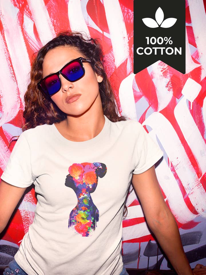 Full Bloom - 100% Cotton Abstract Graphic Tee Vintage for wholesale by Running With Wolves