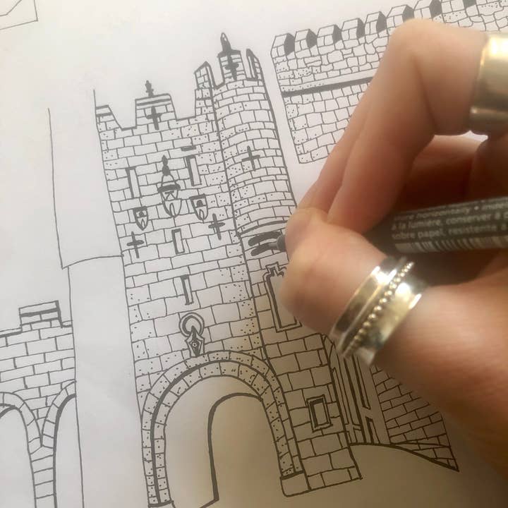 York landmarks blue print for wholesale by Grace Emily Design