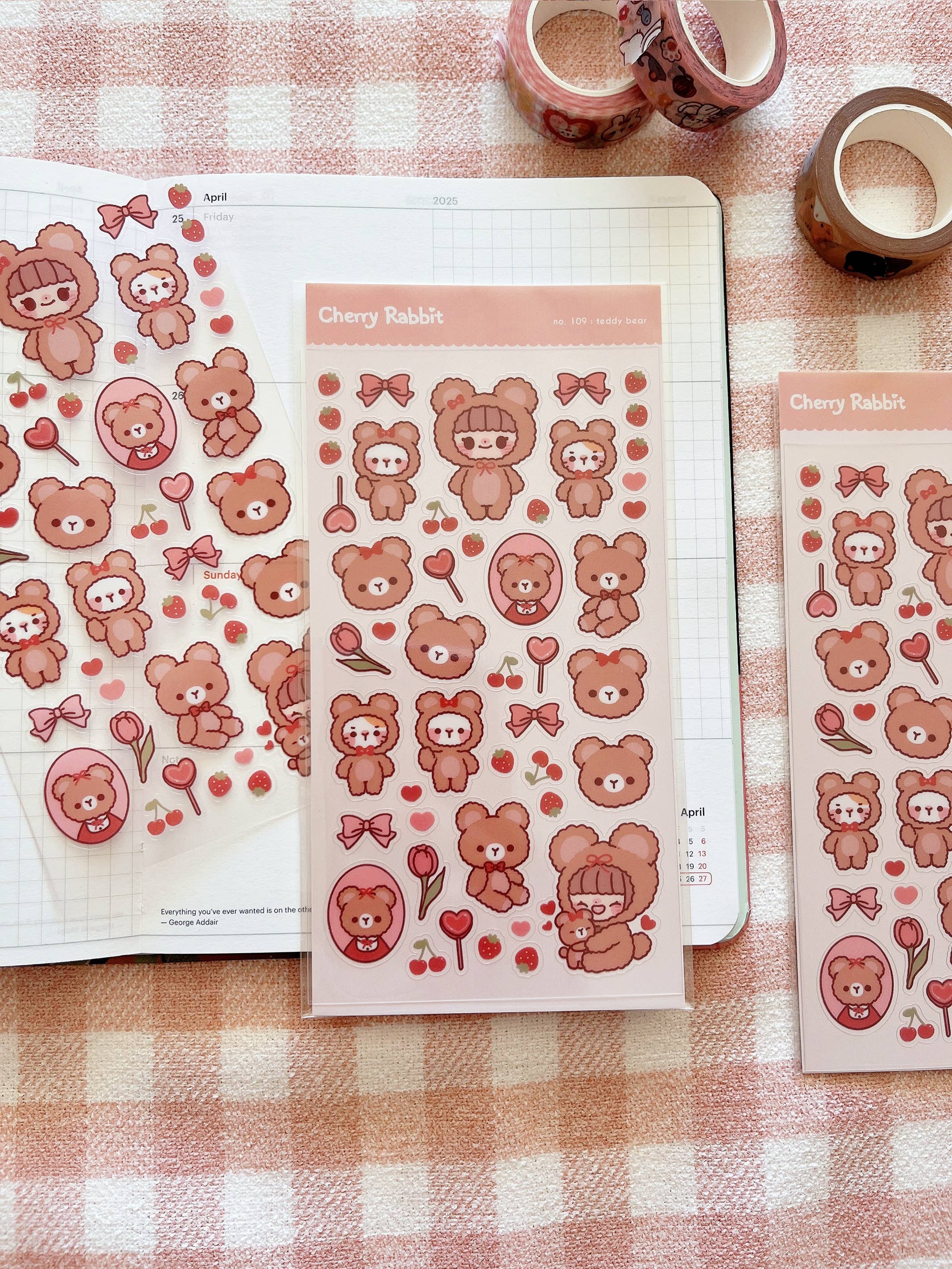 Cherry Rabbit – wholesale Klistermärke – Teddybjörn Klistermärkesark nr.1090