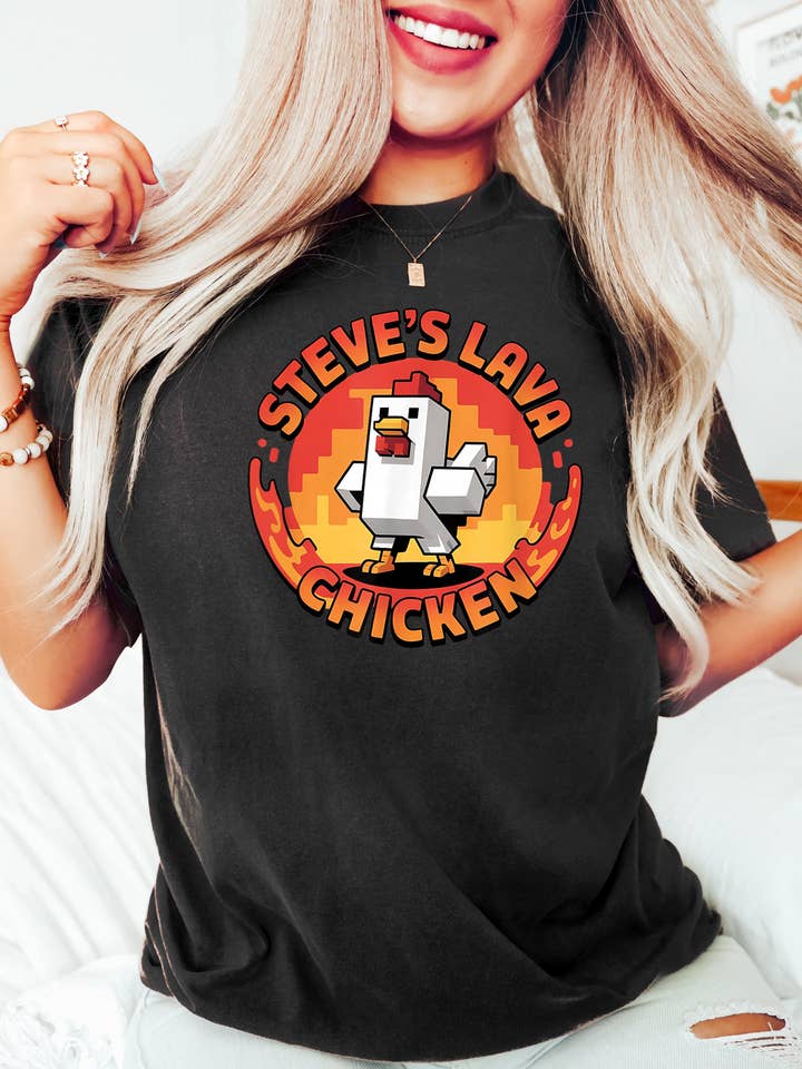 TheKingShirt - Wholesale Graphic Sweatshirt - Women's - Steve's Lava Chicken Minecraft Movie Graphic Tee