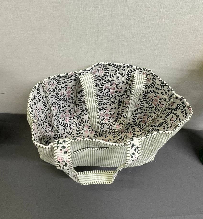 Funky Yak Ltd - Wholesale Tote bag – Women's - 100% Cotton Kantha Quilted Boho Reversible  Floral Tote Bag5