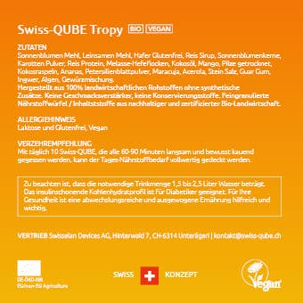 Swiss-QUBE – Engroshandel Snackbars – Snack Box Bio Tropy - lavkalorie bar, vegansk, vitaminrig2