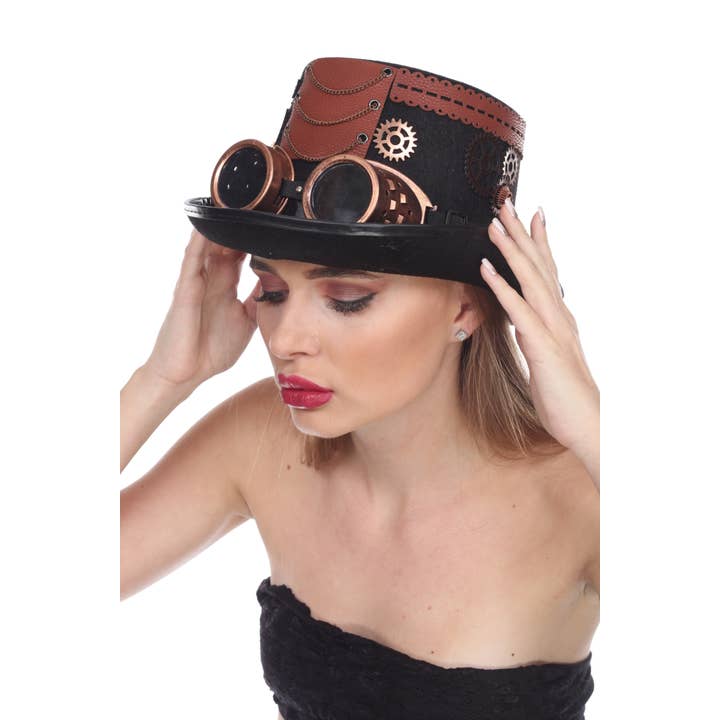 Western Fashion - Wholesale Bowler Hat - Women's - Steampunk Hat with Goggles - Copper7