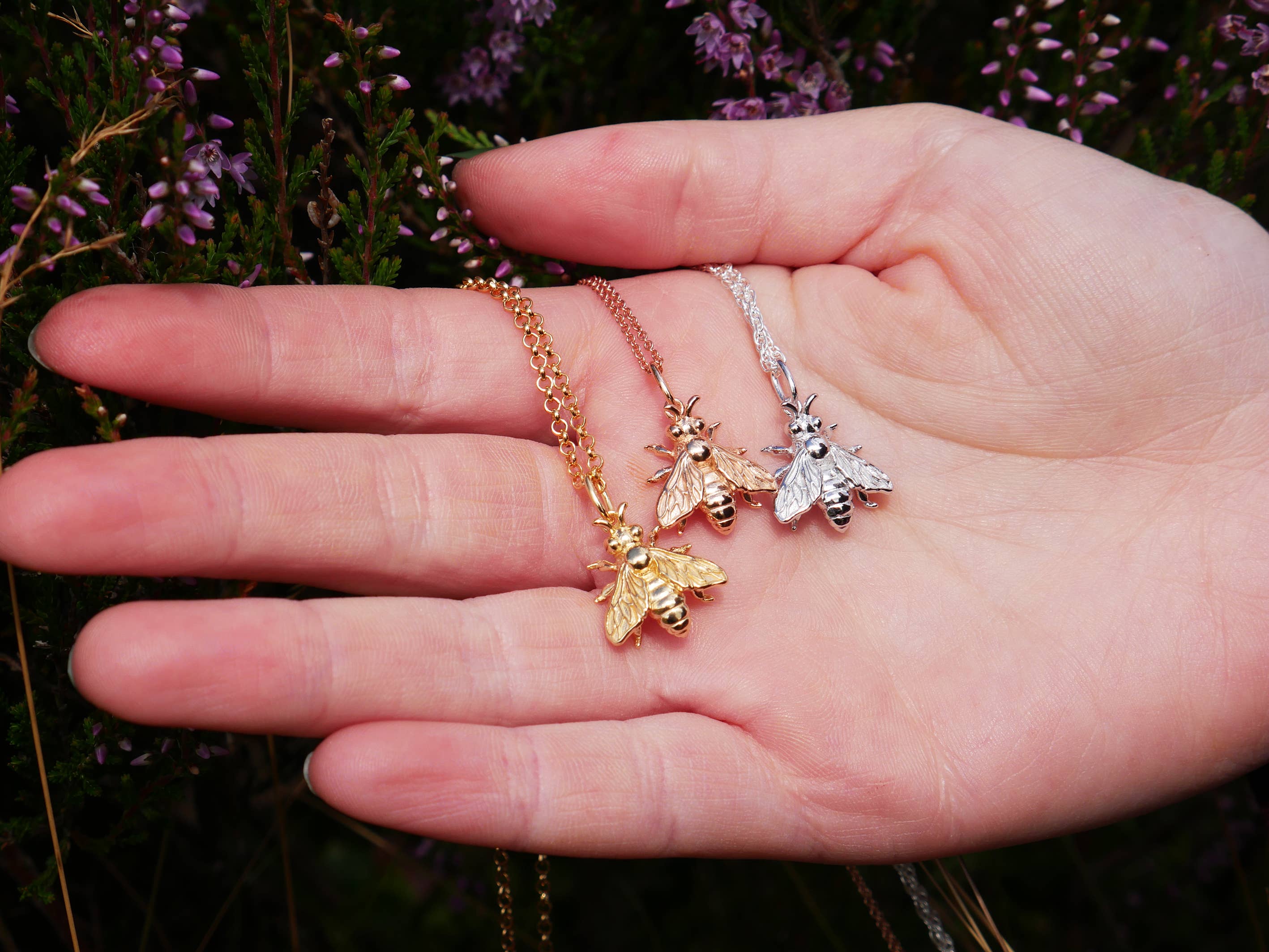 In The Heather – wholesale Pendant/charm necklace – Scottish honey bee necklace in sterling silver16