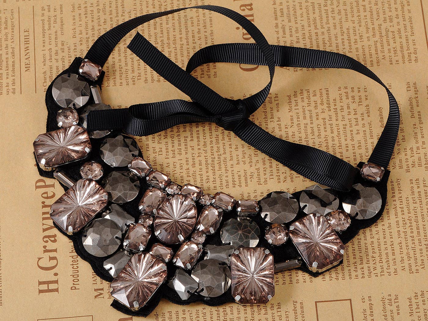 AK Brand - Wholesale Bib Necklace - Dark Cocoa Brown Black Bib Statement Necklace1