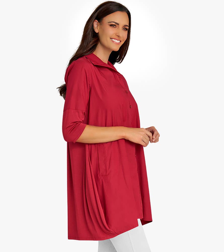 Stella Carakasi - Wholesale Tunic - Women's - Women's 3/4 Sleeve A-Line Cotton Poplin Tiburon Tunic Icon36