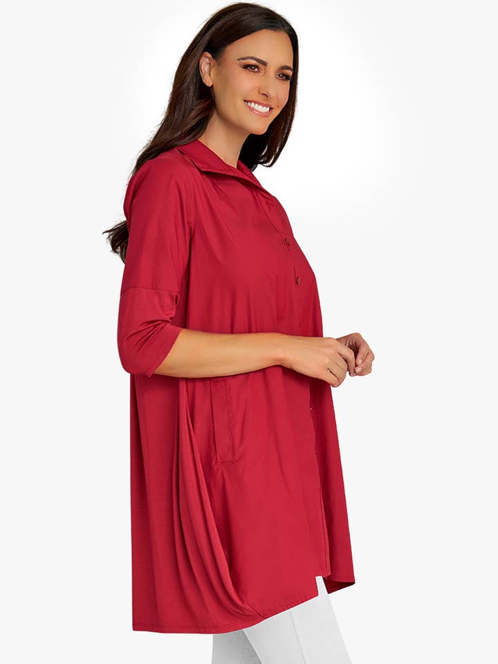 Stella Carakasi - Wholesale Tunic - Women's - Women's 3/4 Sleeve A-Line Cotton Poplin Tiburon Tunic Icon36