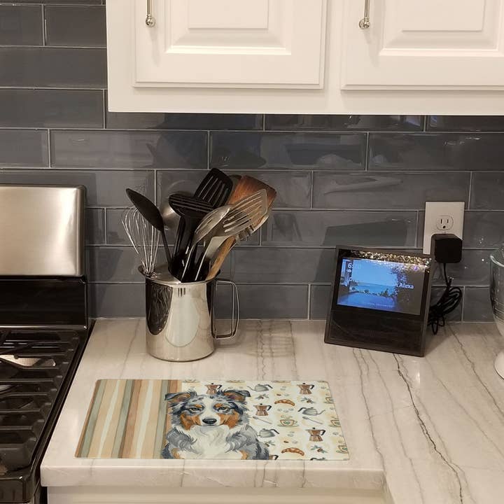 Blue Merle American Shepherd Coffee Bar Cutting Board WDK72 for wholesale by Caroline's Treasures