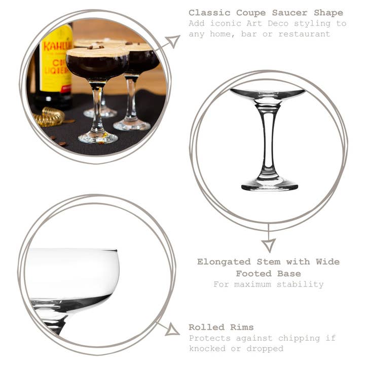 Rinkit Ltd - Wholesale Cocktail/Liquor Glass - 235ml Misket Espresso Martini Glass - By LAV1