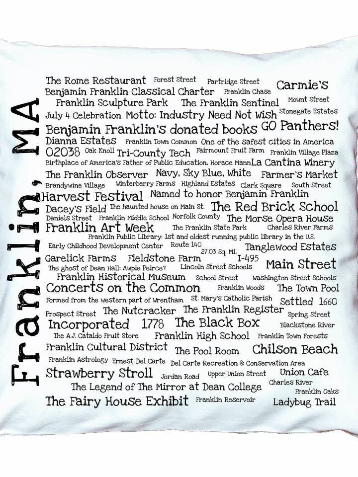 Franklin, MA Pride Pillow Cover for wholesale by TownieSwag