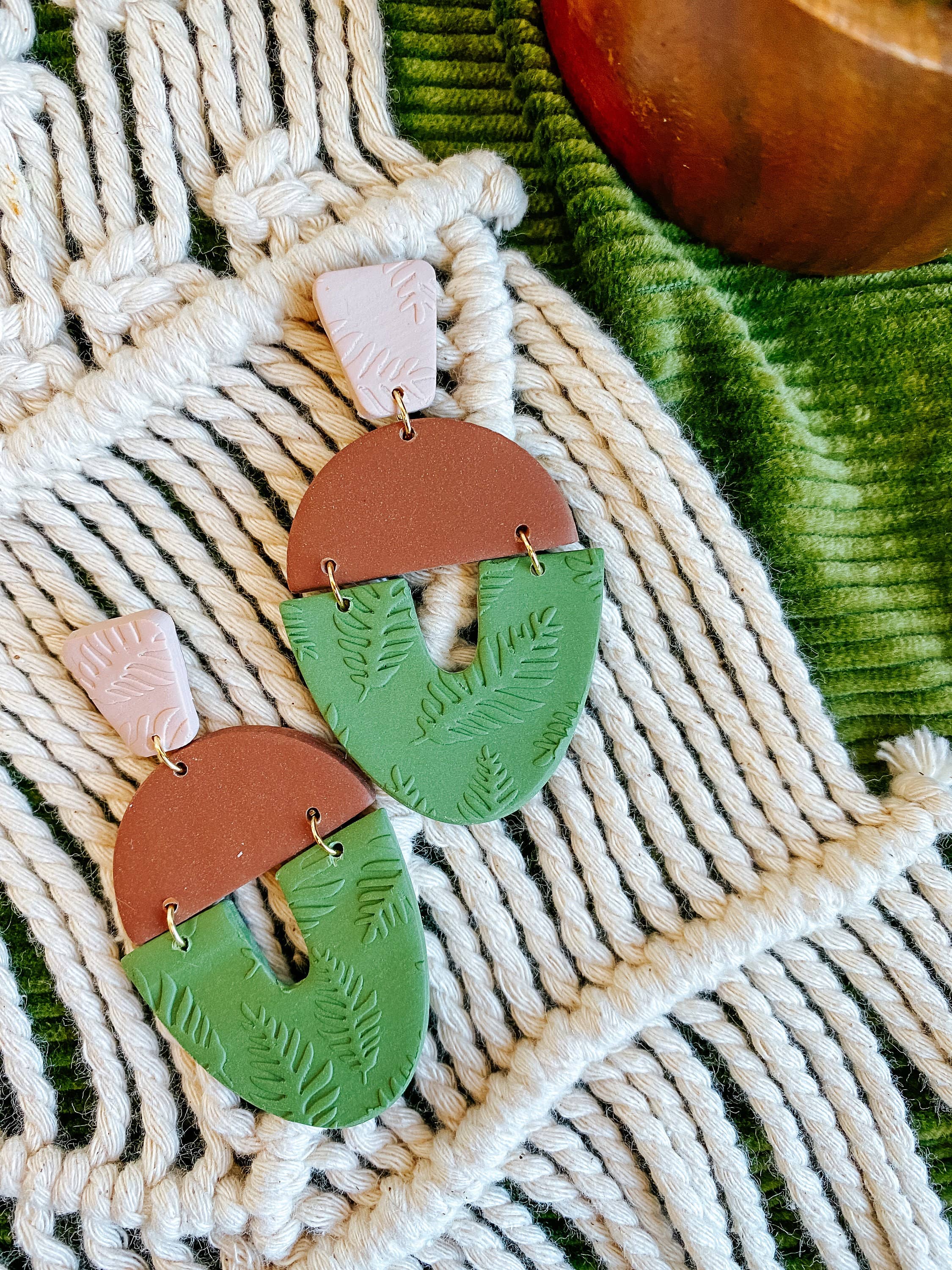 Lauren Likes Art - Wholesale Dangle Earrings - Boho Polymer Clay Statement Earrings in Earth Tones2