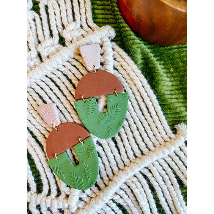Lauren Likes Art - Wholesale Dangle Earrings - Boho Polymer Clay Statement Earrings in Earth Tones2