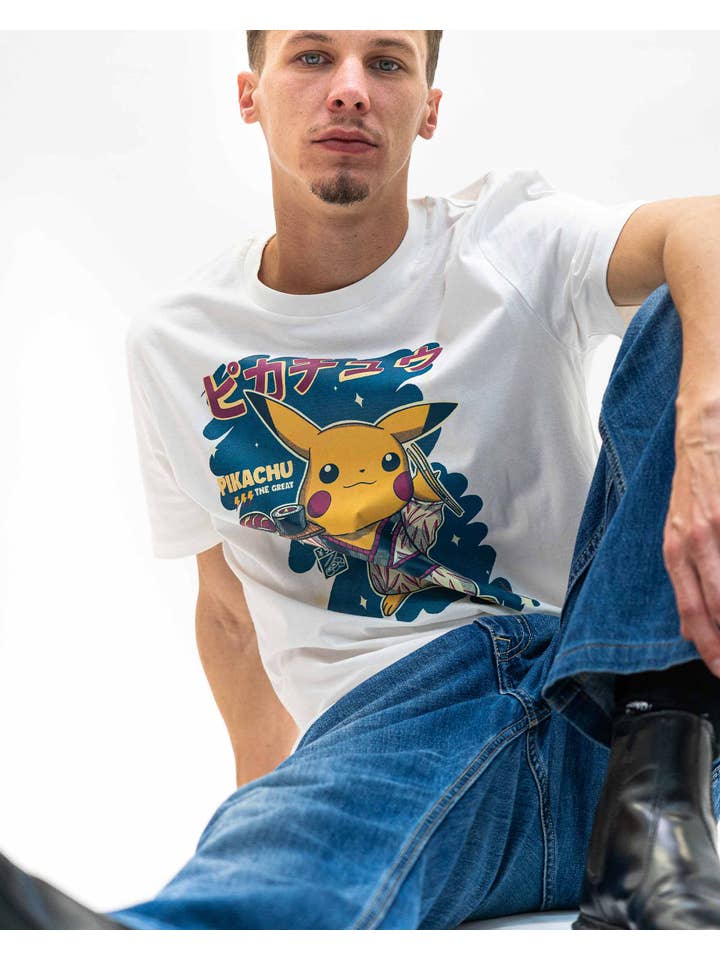 Grafitee - Wholesale Screen printed t-shirt – unisex - Pikachu Sushi Tee - Pokemon Sushi Graphic Tee2