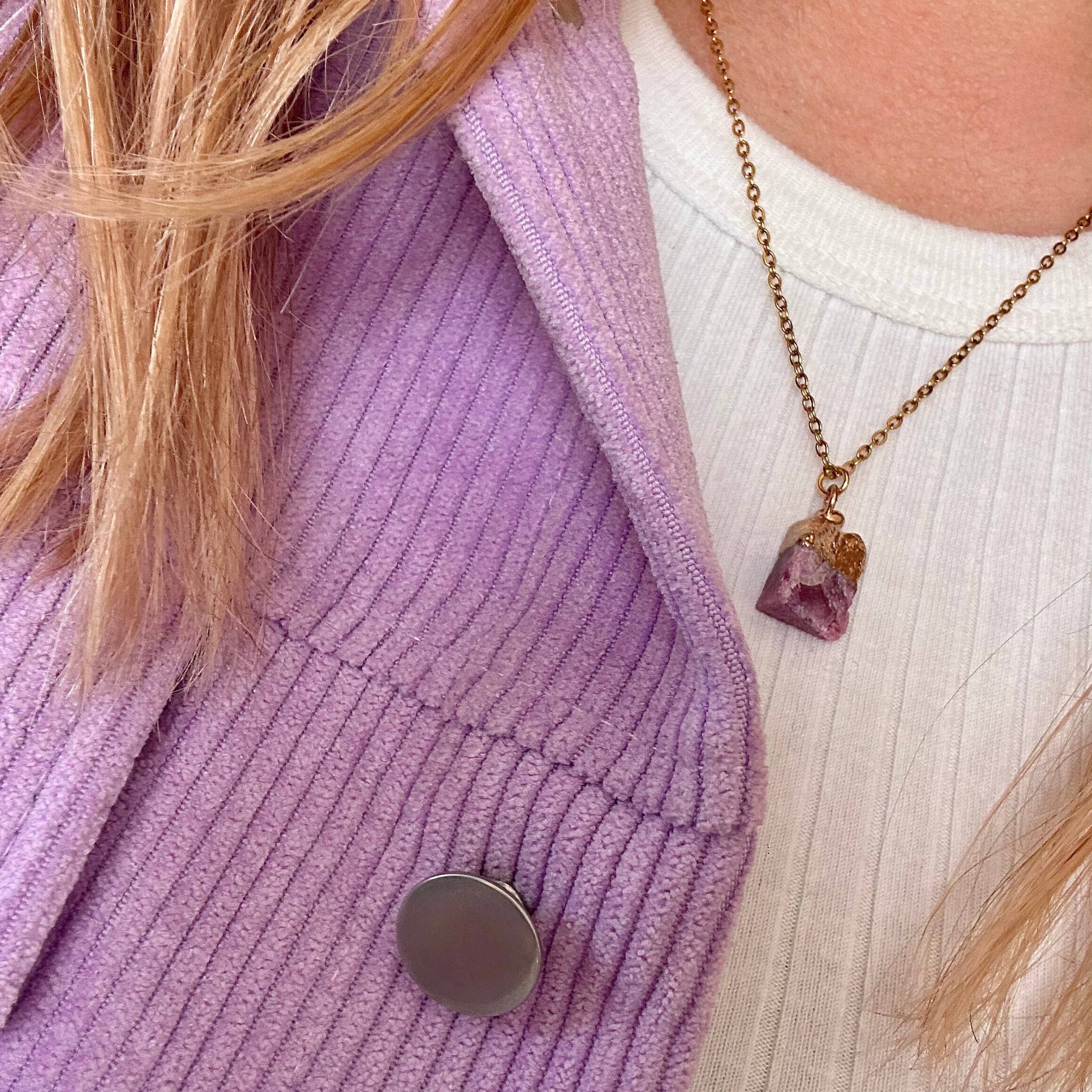 LilAryenne | Jewelry & Suncatchers - Venta al por mayor Collares con colgantes/abalorios - Collar de Cristal en Bruto - Regalo Espiritual de Acero Inoxidable1