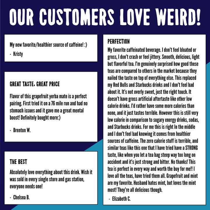 Weird Beverages - Wholesale Sports/Energy Drink - Organic Grateful Grapefruit Yerba Mate 12pk of 16oz Cans1