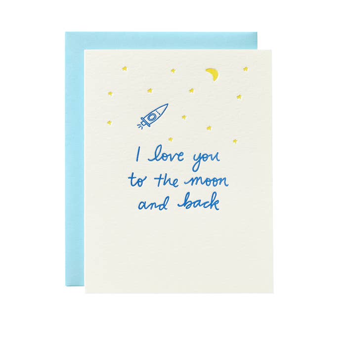 Shorthand Press – Cartão de amor por atacado – Eu te amo a lua - Cartão Tipografia