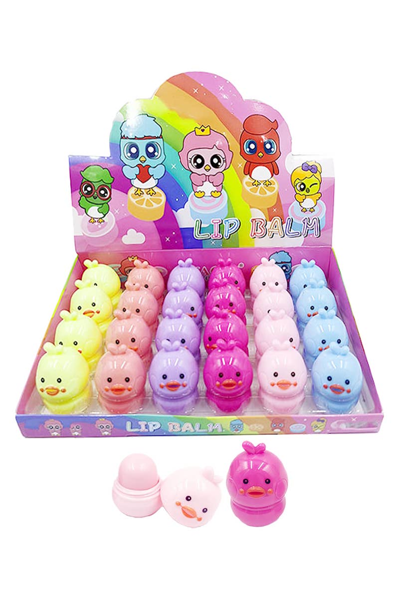 Cap Zone - Wholesale Retailer Display - Beauty & Wellness - Baby Chick Bird Round Soft Touch Lip Balm - 24 pcs