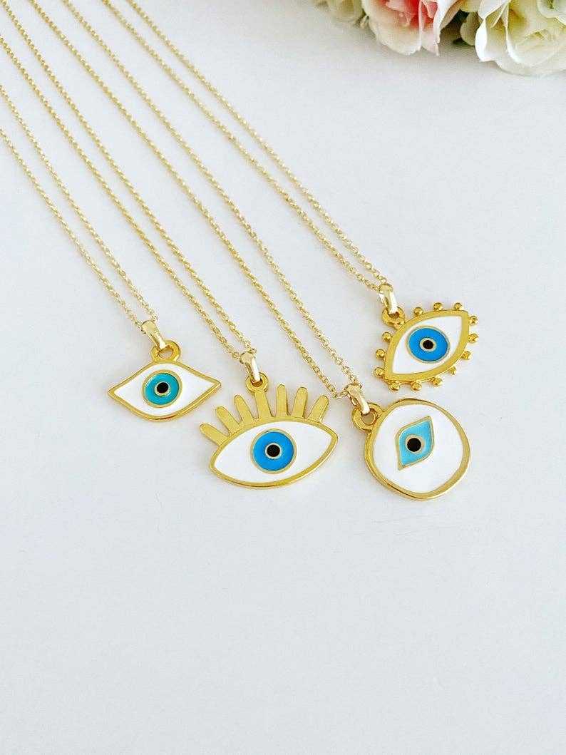 Evileyefavor - Wholesale Pendant/Charm Necklace - Evil Eye Necklace, White Evil Eye Bead, Gold Necklace, Eye-shaped Charm2