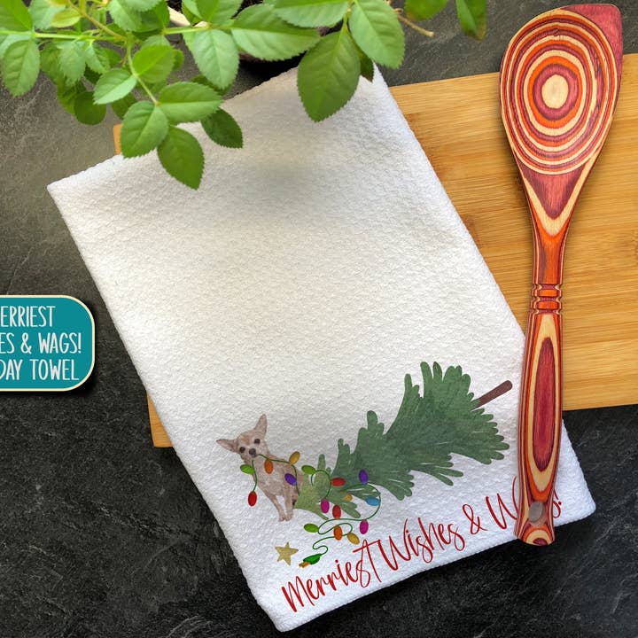 Chihuahua Dog Christmas Kitchen Towel for wholesale by Swanky Bazaar