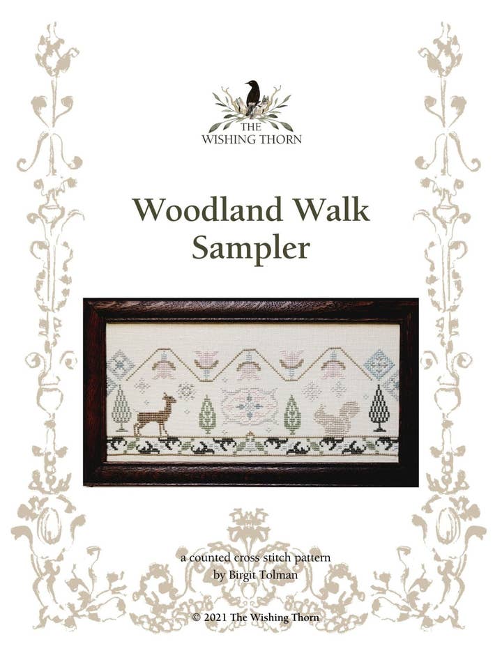Woodland Walk Spot Motif Sampler Printed Version for wholesale by The Wishing Thorn
