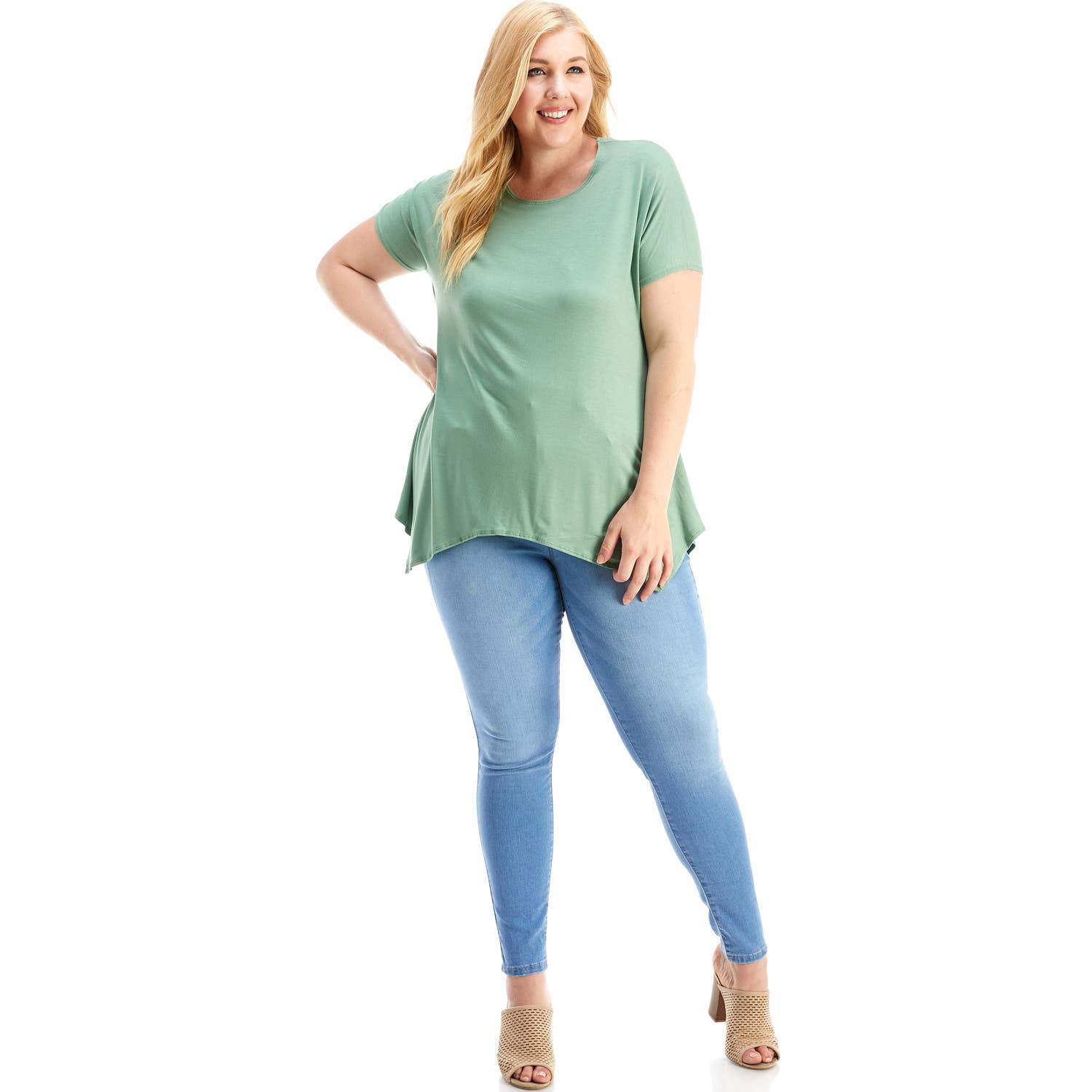 Azules Clothing - Wholesale Tunic - Women's - ATP-2307RSX Plus Size Asymmetric Short Sleeve Tunic78