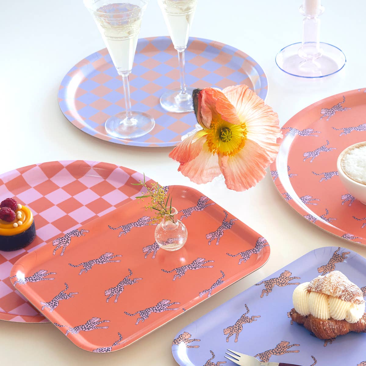 BLU KAT - Wholesale Serving Tray - Orange Leopard Serving Tray - 27x20 cm2