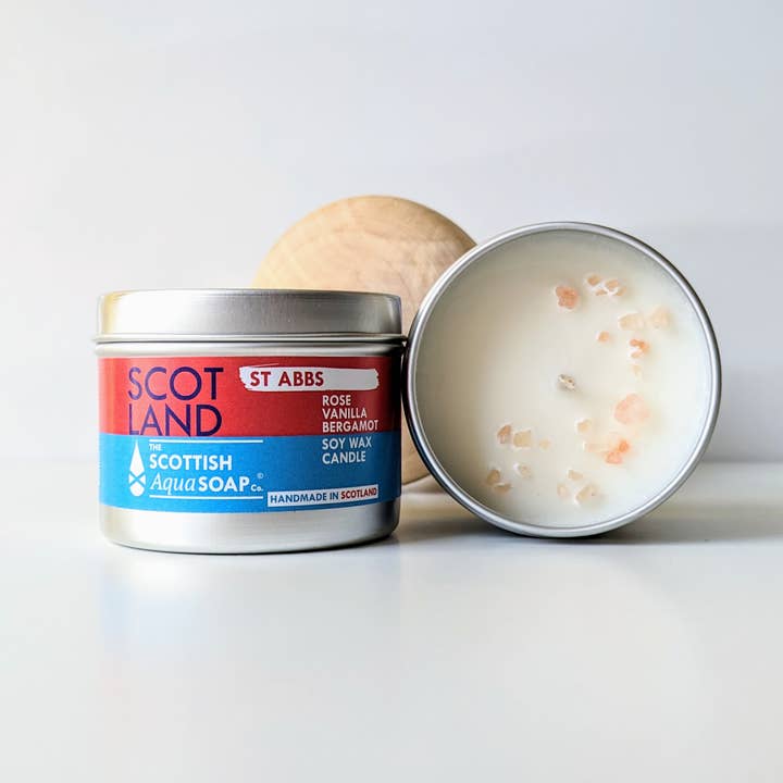 Soy Wax Candle (Tin)/ St Abbs / 100ml for wholesale by The Scottish Aqua Shop Co.