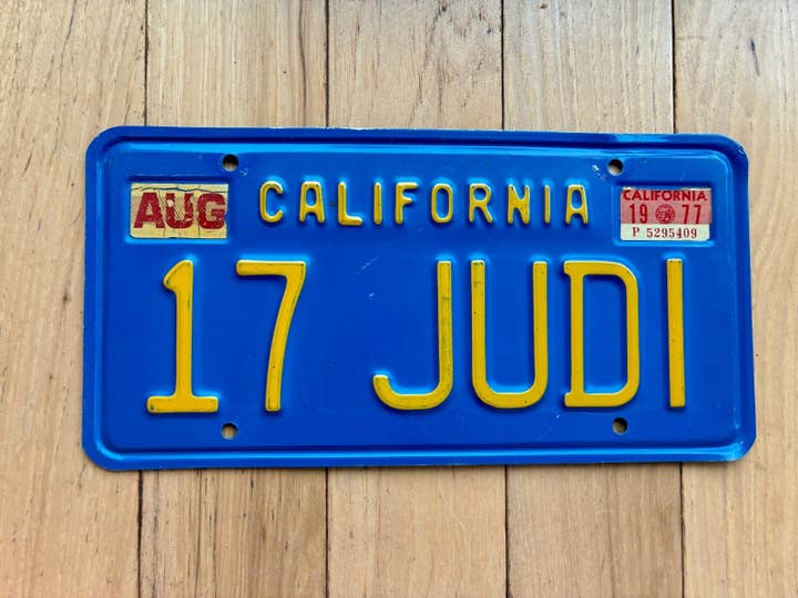 1977 California Vanity License Plate - 17 JUDI for wholesale by RusticPlates
