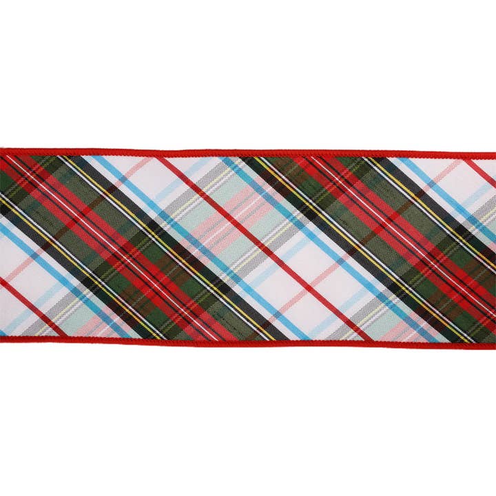 LA Ribbons Wholesale - Wholesale Ribbon - Gift Wrapping - Wired Plaid Bias Cut Ribbon 5 Yard Roll