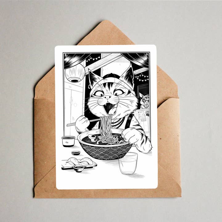 Postkarte - Chat Ramen für den Großhandel von Cerise la Castagne