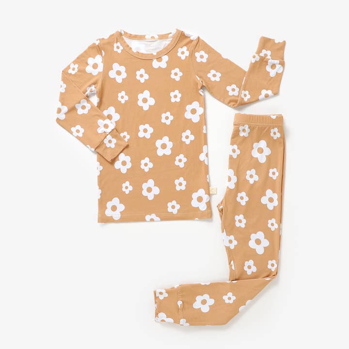 Pijama de Dos Piezas de Bambú - MARGARITAS para venta al por mayor de Consciously Baby