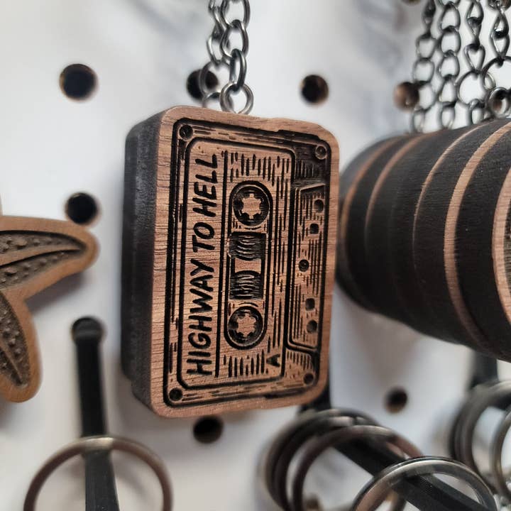 Highway To Hell Cassette Keychain for wholesale by Two Makers Crew