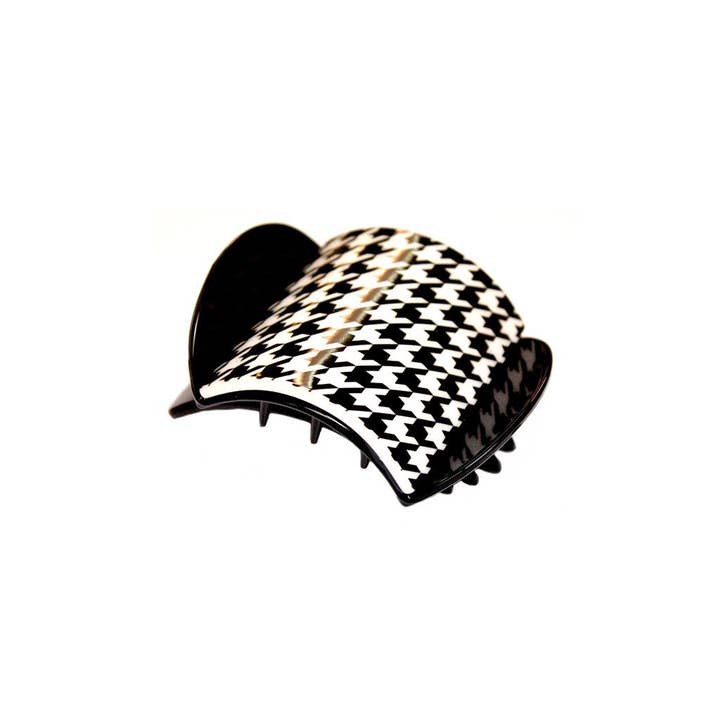 Mia Super Clamp - Jaw Clamp - Black/White Houndstooth for wholesale by Mia