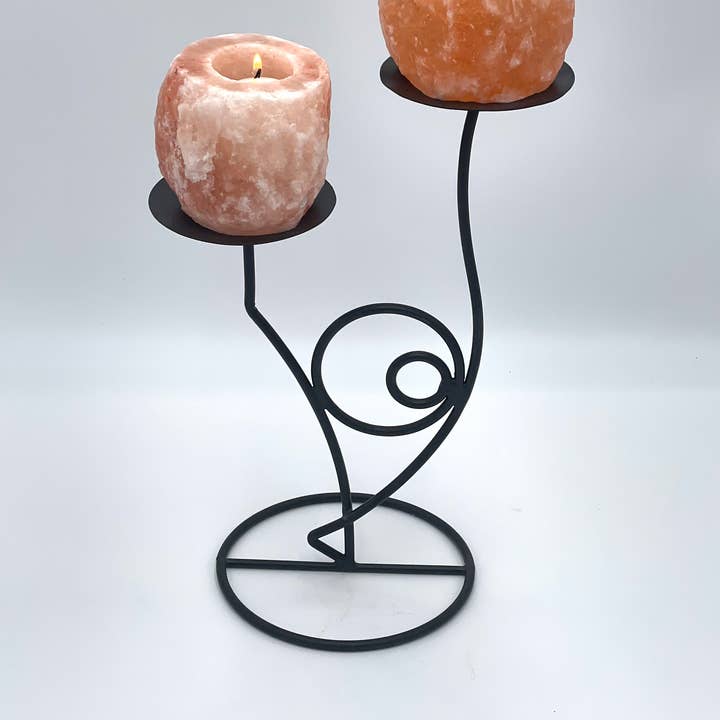 Natural Salt Votive Candle Holders with Double Stand for wholesale by Page Imports