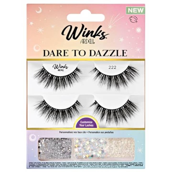Kasa Style - Wholesale False/Fake Eyelashes - Ardell Winks Dare to Dazzle 222 Lash Kit, Medium Volume, Includes 2 Pairs, Gems, DUO Adhesive