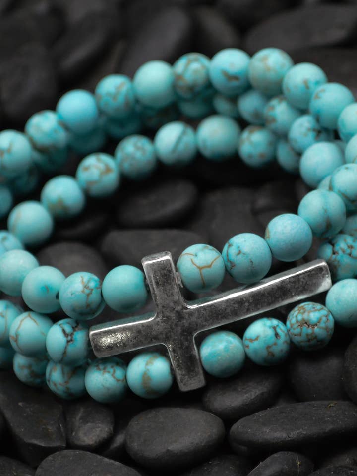 Cross Turkos 3 Strands Armband - Eden Merry Armband för wholesale av Eden Merry Jewelry by James Lawrence