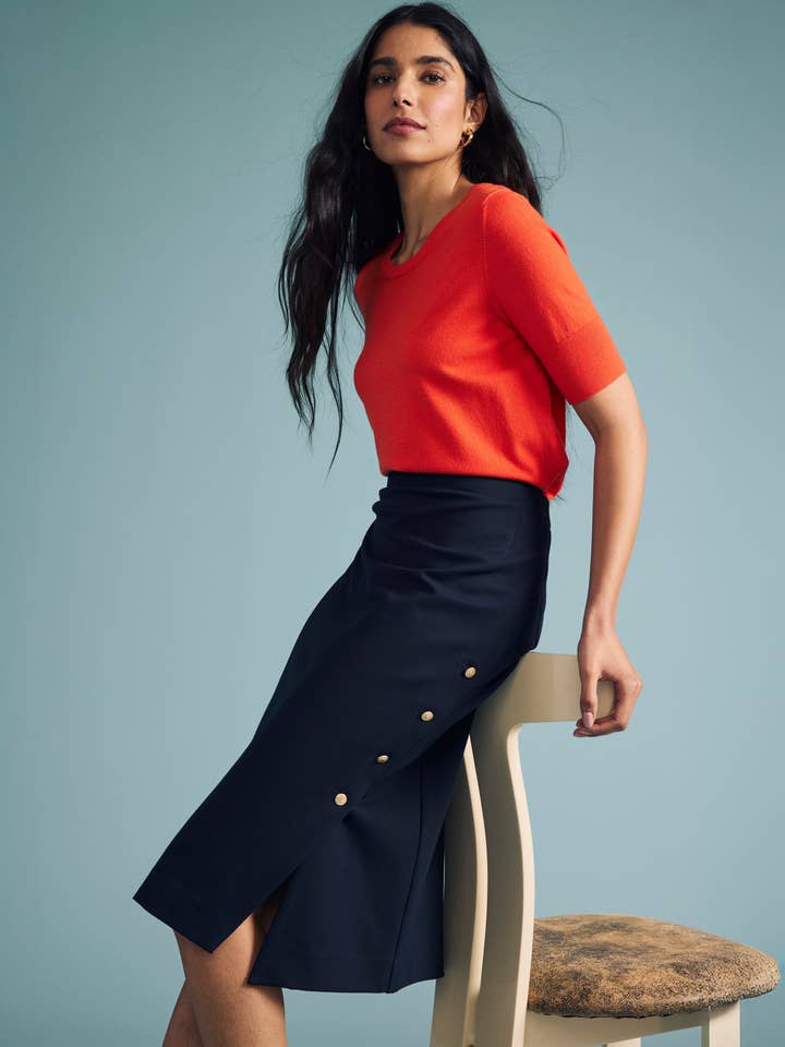 Savvy Fine Knit Sweater Top - Orange Flame for wholesale by Universal Standard