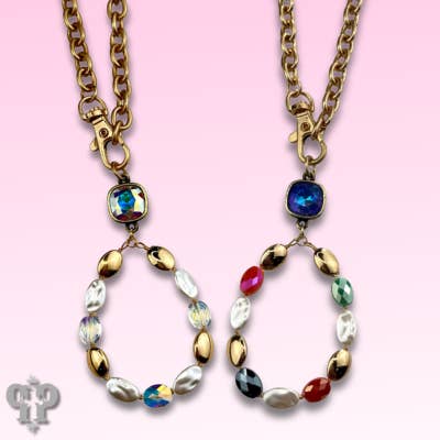 Pink Panache Brands - Wholesale Pendant/charm necklace - Oval bead teardrop pendant necklace with Austrian crystal4