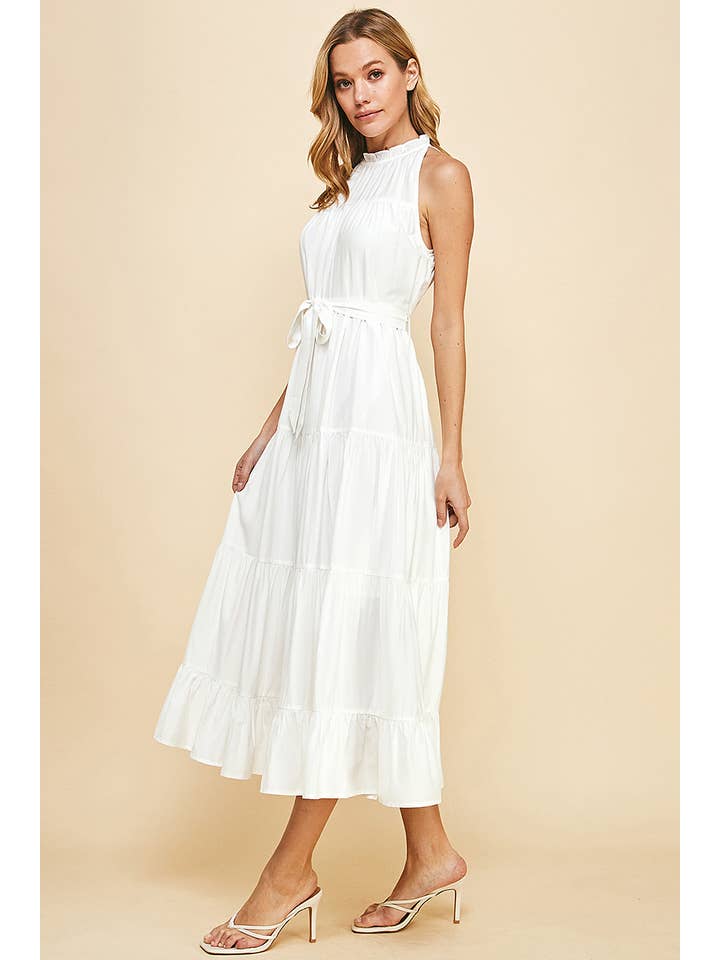 PINCH - Wholesale Dress - Women's - HALTER MIDI DRESS - WHITE
