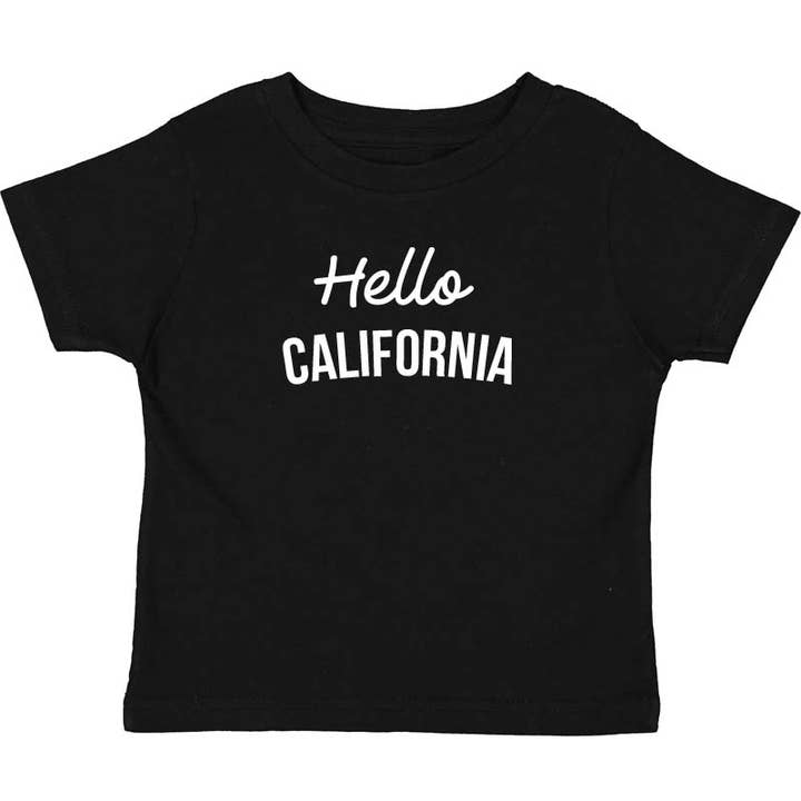 HELLO CALIFORNIA T-SHIRT (BLACK) for wholesale by Mini FLEX KIDS