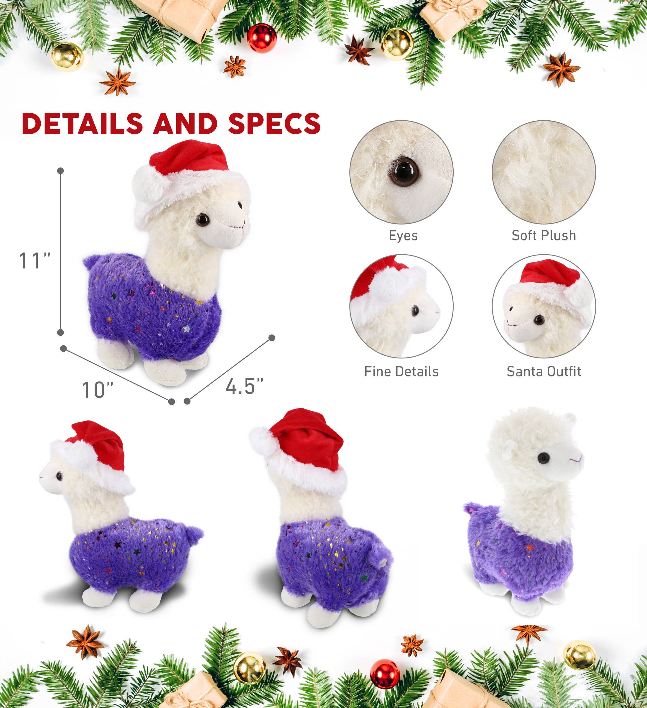 Cota Global - Wholesale Stuffed/Plush Toy - Kids & Baby - Plush Santa - Plush - Sparkle Purple Llama2