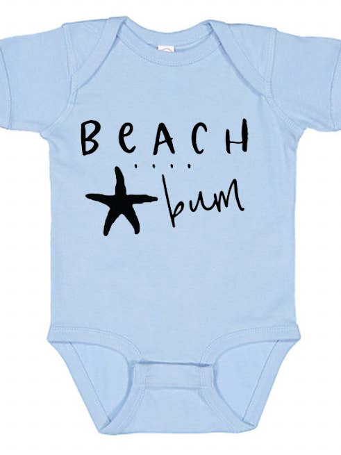 Beach Baby Cotton Bodysuit - Beach Bum Graphic customizable for wholesale by Paper Cow LLC