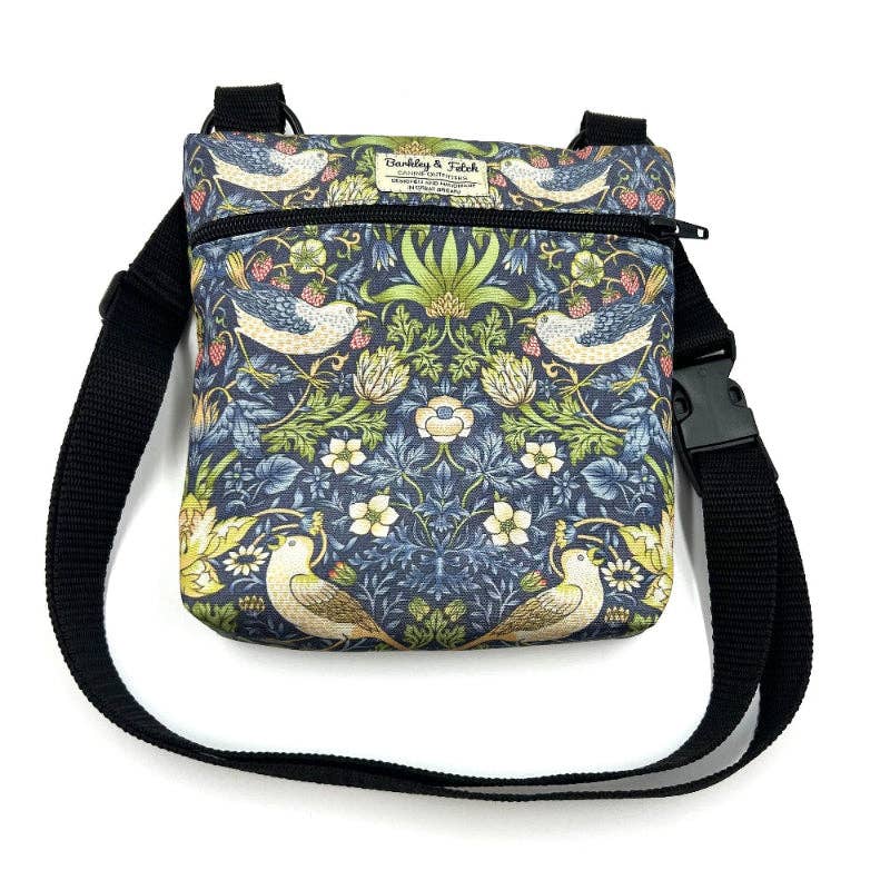 Barkley and Fetch – wholesale Pet treat bag – Dog – Navy Strawberry Thief Dog Walk and Treat Bag2