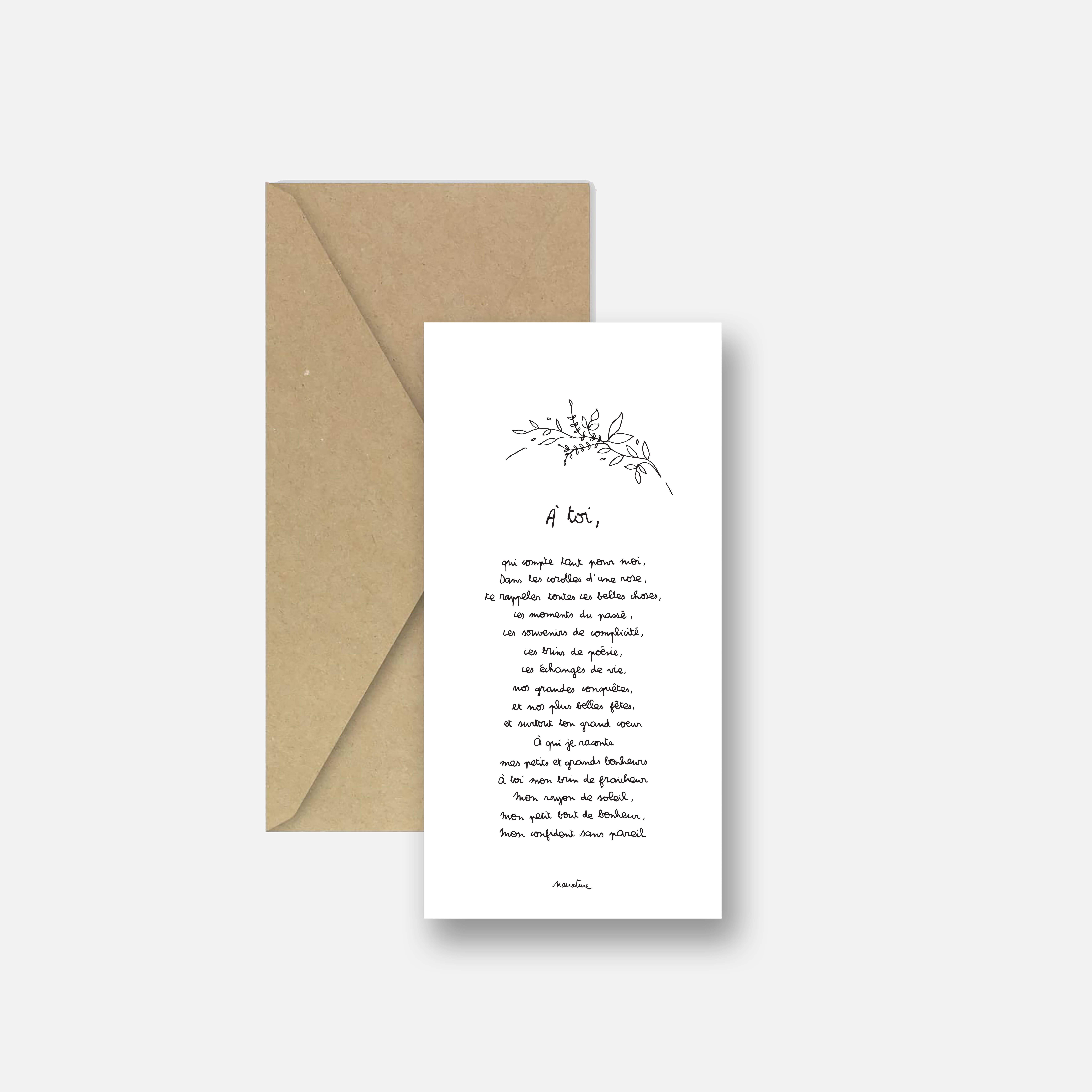 Narrature – wholesale Love card – Yours - 10x20 card and recycled envelope1