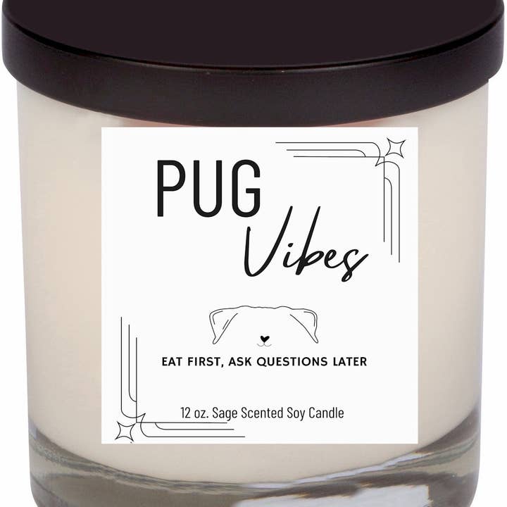 Candle Consultants - Wholesale Jar/Filled Candle - Pug Pup Vibes, 12 oz. Candle