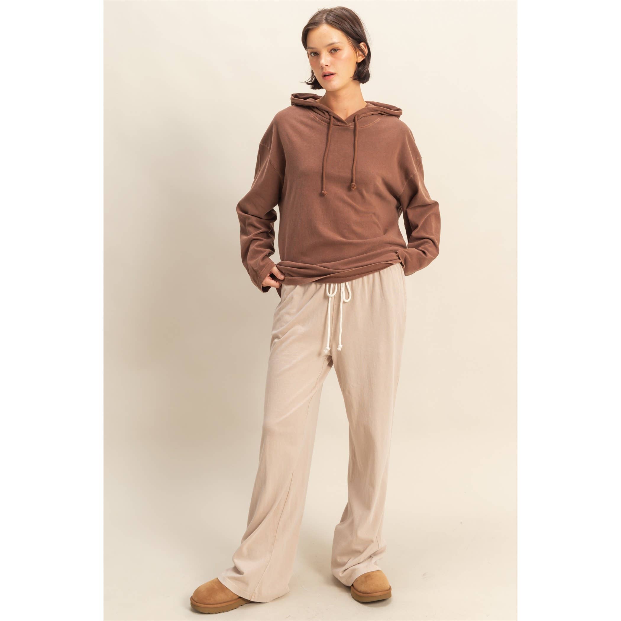 Double Zero - Vendita all'ingrosso Pantaloni sportivi/da jogging loungewear - Donna - Pantaloni rilassati a vita con coulisse lavati con minerali21