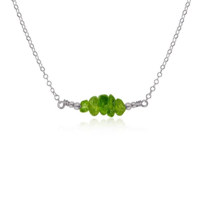 Collar con barra de perlas con chips de peridoto para venta al por mayor de Luna Tide