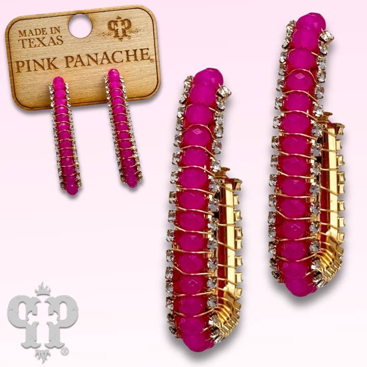Fuchsia bead hoop earring - LC for wholesale on Faire2