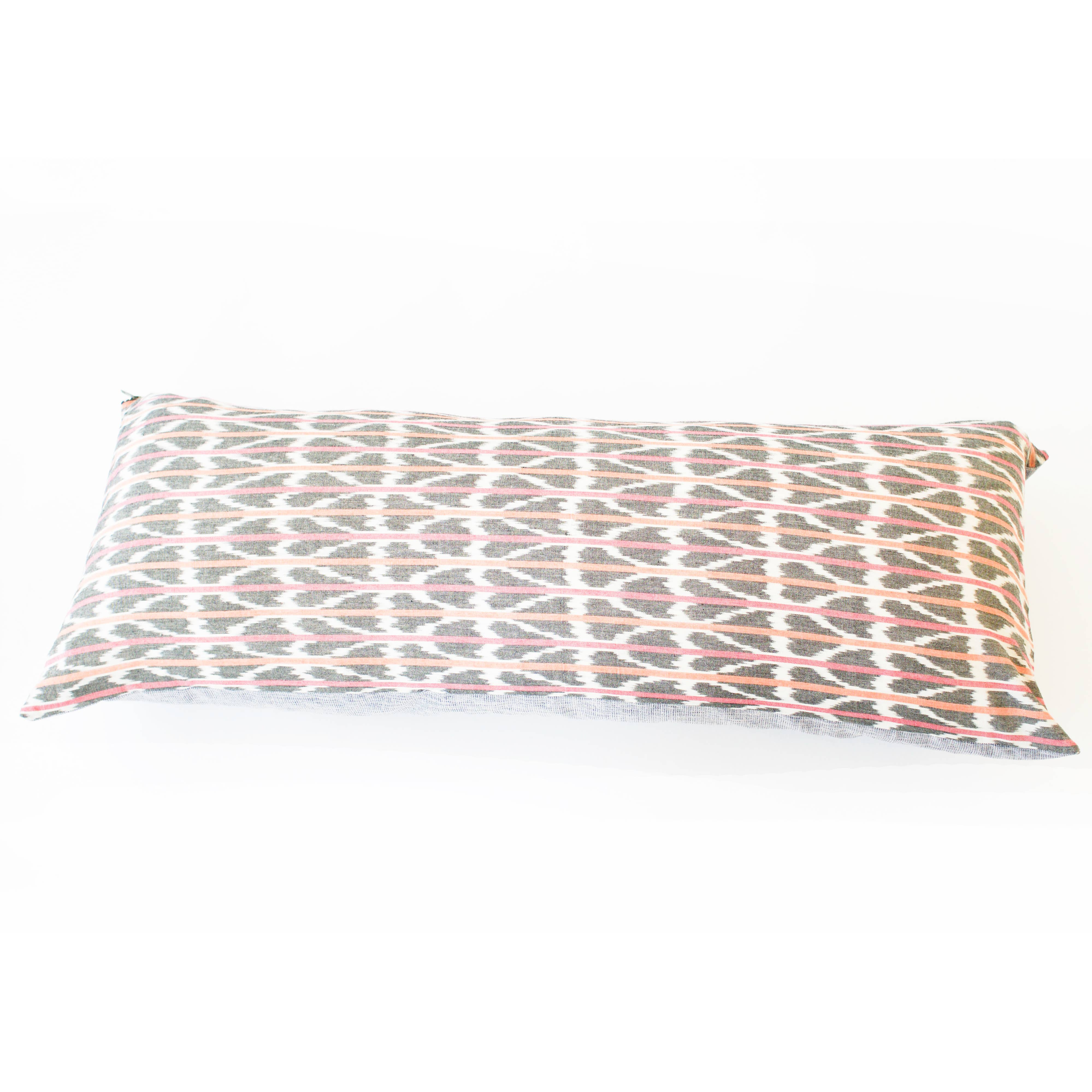 Rustic Loom - Wholesale Lumbar Pillow - Orange Pink Ikat Triangle Stripe Jumbo Lumbar Toss Pillow0